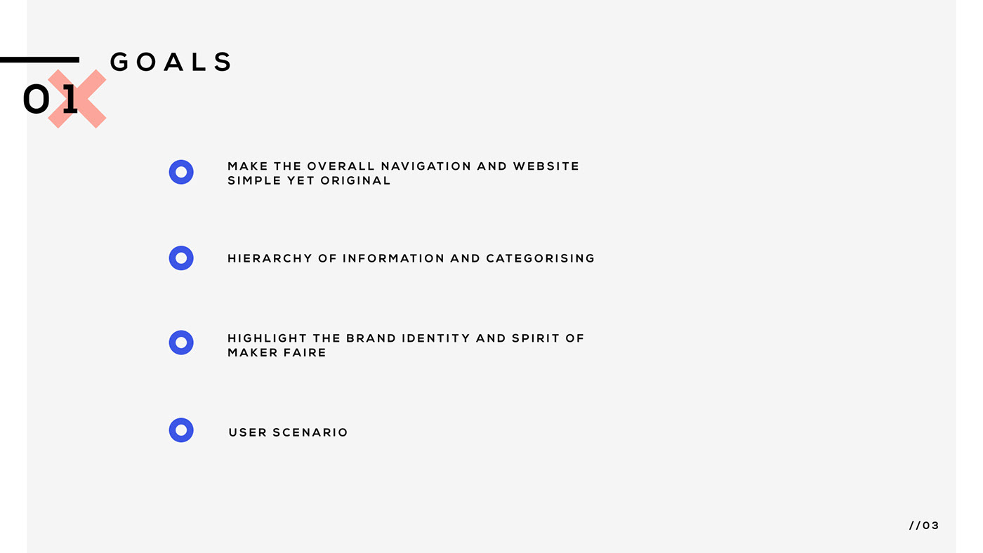 Project goals: simple original navigation, hierarchy of information, brand identity, user scenario